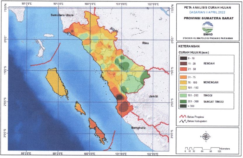 Peta Analisis Curah Hujan dasarian II April 2022